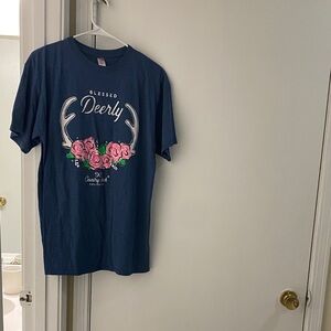 Blue Graphic T-Shirt with Floral Design